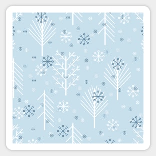 Pattern with winter forest and snowflakes Sticker